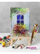 Virágos ablakom -  Otthoni festőkészlet 30x40 cm-es vászonnal - Díszdobozban