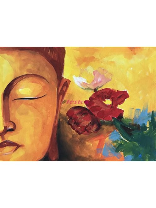 Arany Buddha virágokkal