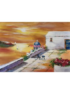 Santorini naplementében