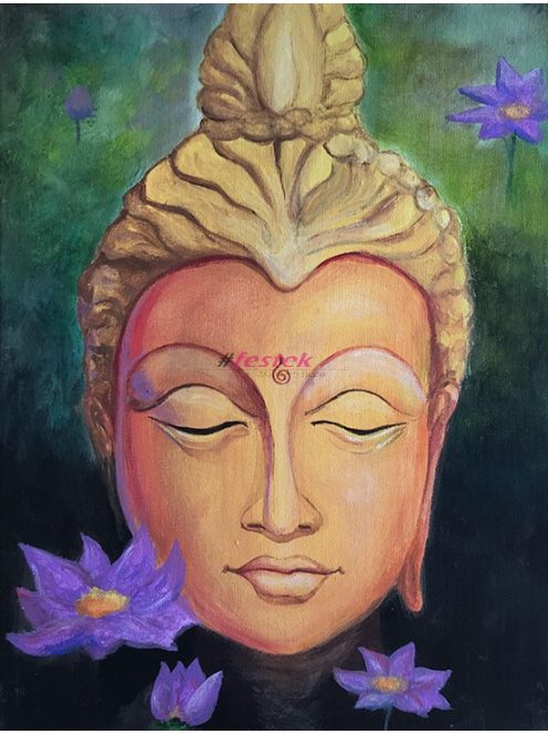 Buddha lótuszvirágokkal
