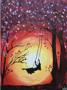 Hintázó lány  a naplementében