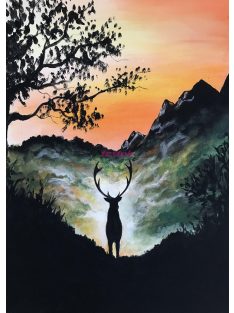 Szarvas hajnali fényben